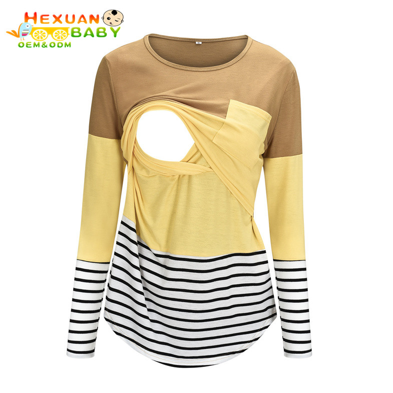 Camisetas de Maternidade para Mulheres 2025 Outono, Camisas de Manga Longa, Roupas de Amamentação