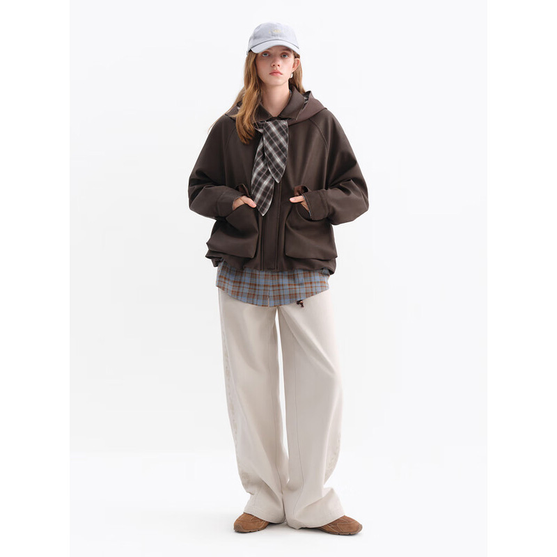Casaco Casual Feminino Moderno com Ombro Caído e Estilo de Meio Zíper