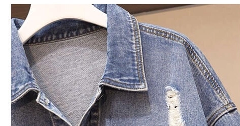 Mulheres moda Outono Bordados Jaqueta Denim solto da roupa