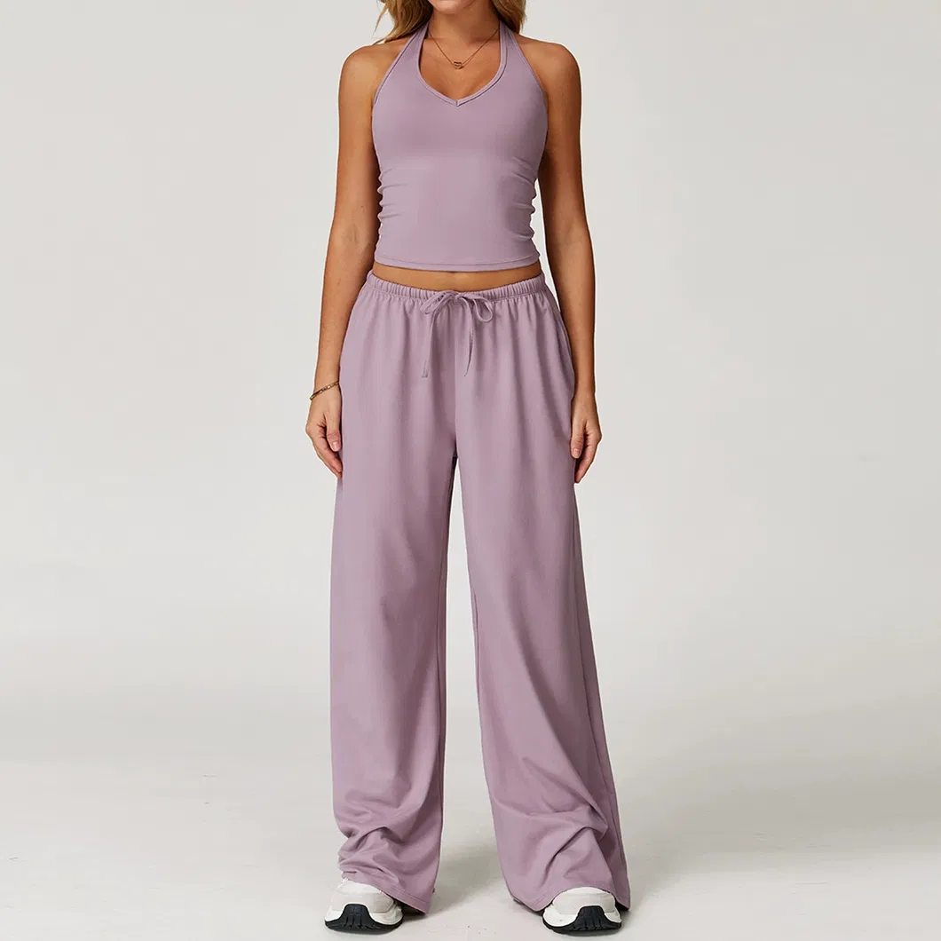 Conjunto de Yoga Colete Calças Femininas Secagem Rápida