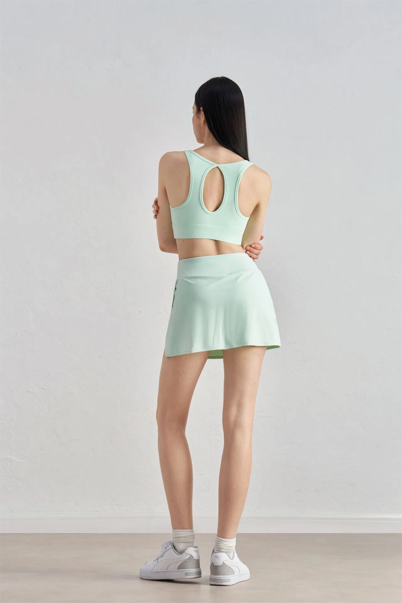 Logotipo Personalizado Verão Rápido Secagem Alta Elasticidade Fitness Roupas Esportivas Saia de Golfe Tênis Respirável Mulheres Yoga Casual Leggings Flare Lazer Roupas de Treino