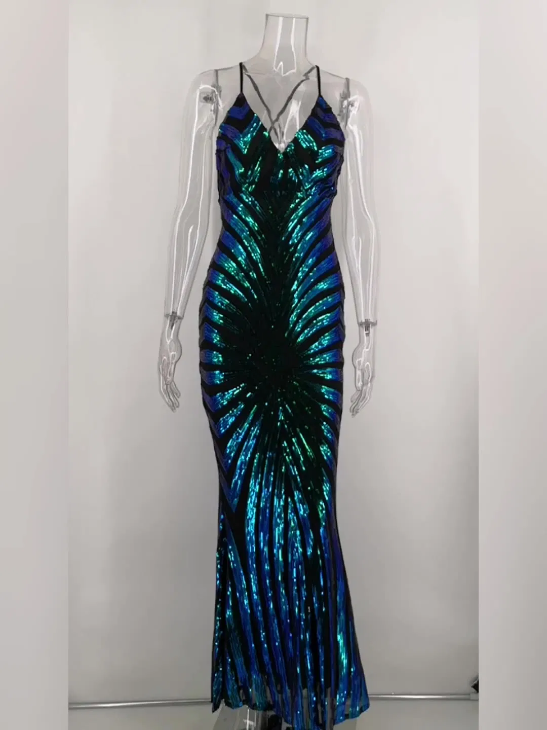 Vestido de Noite Feminino Formal para Casamento Festa Vestido de Noite com Fenda