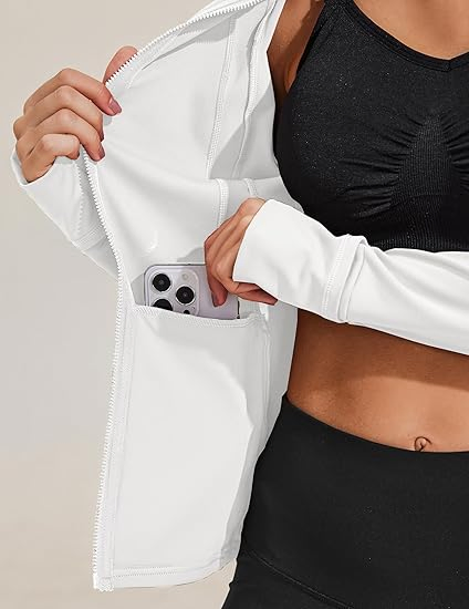 Jaqueta Completa Feminina para Corrida, Ajuste Slim, Roupas de Fitness e Yoga