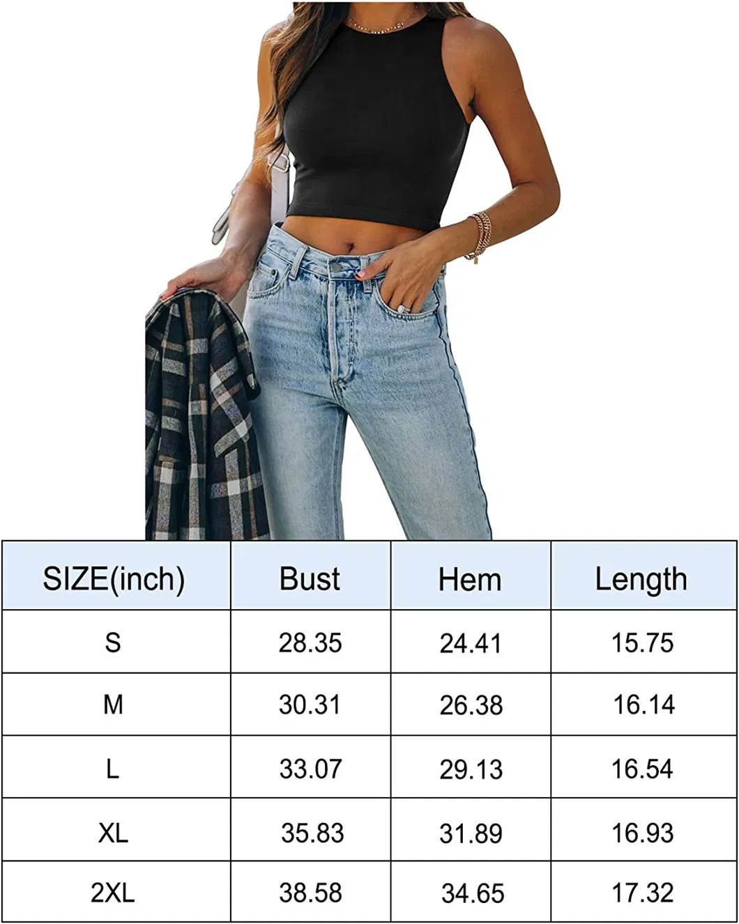 Camiseta regata cropped feminina ultra macia e ajustada, vestuário esportivo em branco disponível para ODM, OEM e etiqueta privada