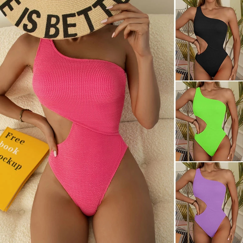 Maiô Sexy para Mulheres, Roupa de Banho Sólida, Traje de Praia