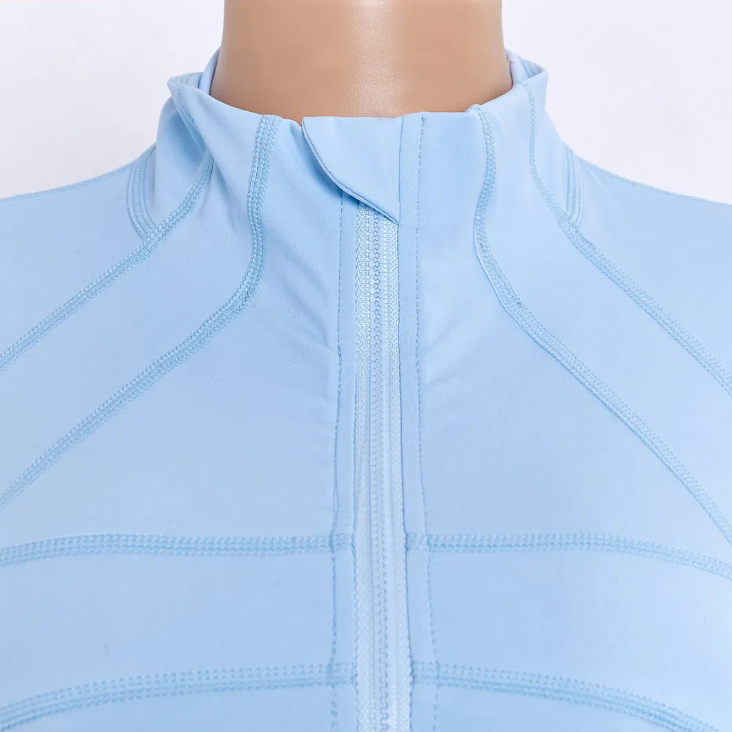 Jaqueta de Yoga Esportiva com Zíper para Mulheres, Slim, Manga Longa, Roupas de Fitness para Academia, Moda Feminina