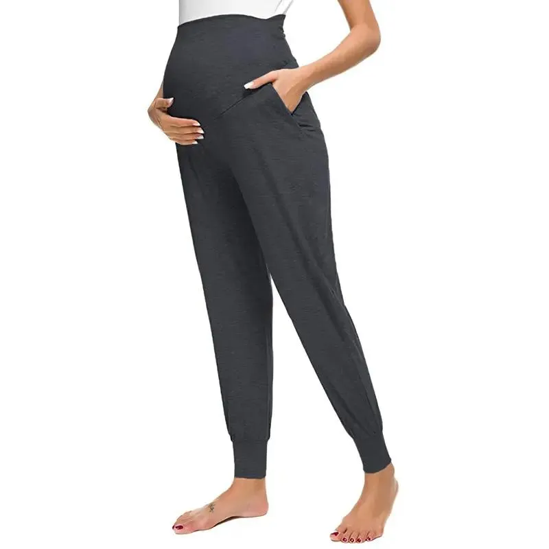 Calças de Maternidade de Cintura Alta para Primavera e Outono para Mulheres Grávidas, Roupas de Malha