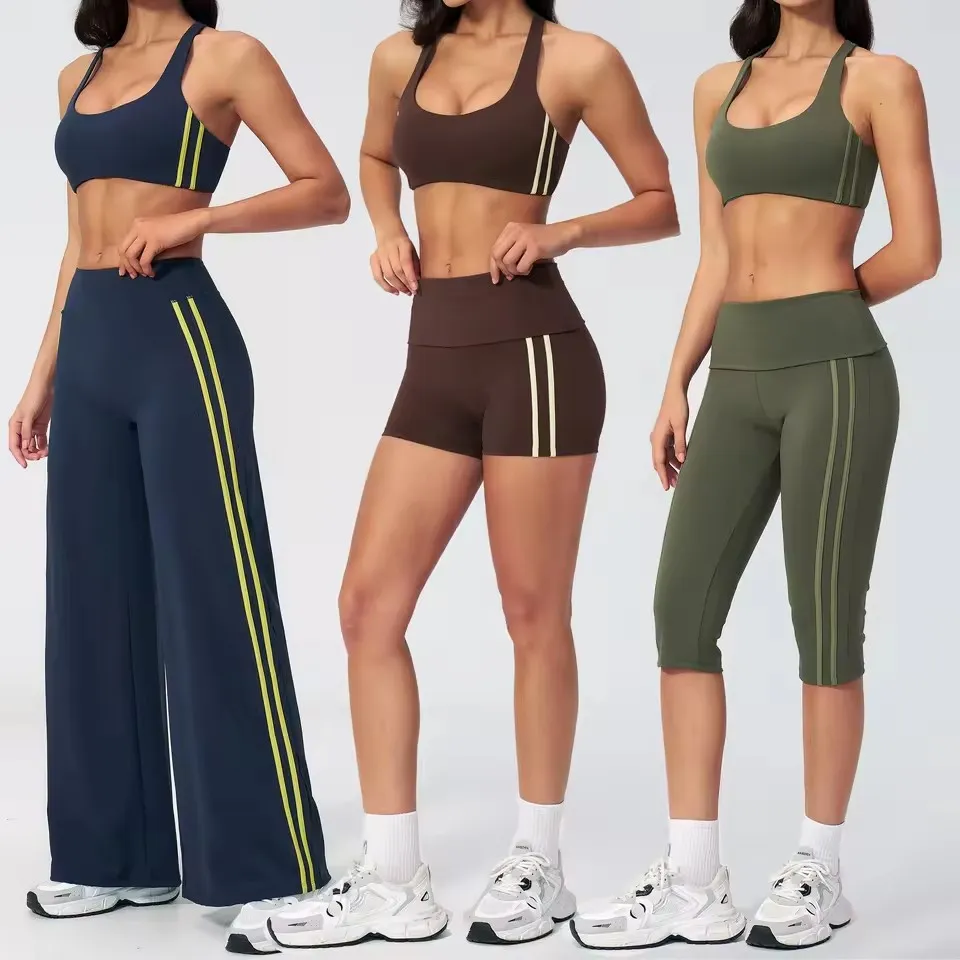 2 Conjunto de Moletom para Mulheres, Top de Alças em V e Leggings Flare em Forma de V, Sensação Nude, Roupas Ativas Macias para Yoga e Esportes