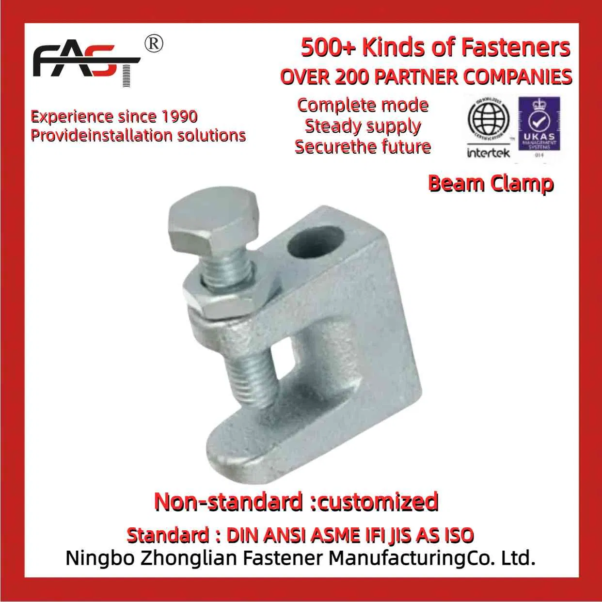 Strut Beam Clamps and Pipe Clamps for Strut Channel Metal Framing System