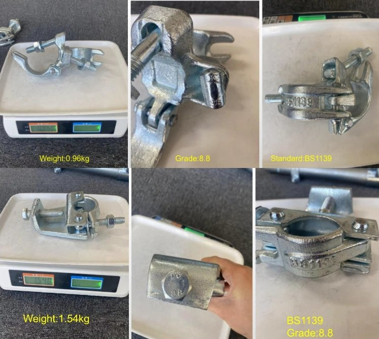 Scaffold BS1139/En74 48.3mm British Drop Forged Pressed Type Pipe Joint Coupler Beam Double Right Angle Swivel Scaffolding Clamp