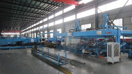 High-frequency welded pipe production line at Shandong ABP Scaffolding Co., Ltd.