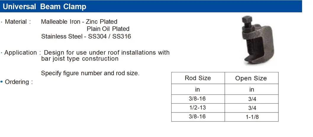SS316 Marine Side Beam Clamp
