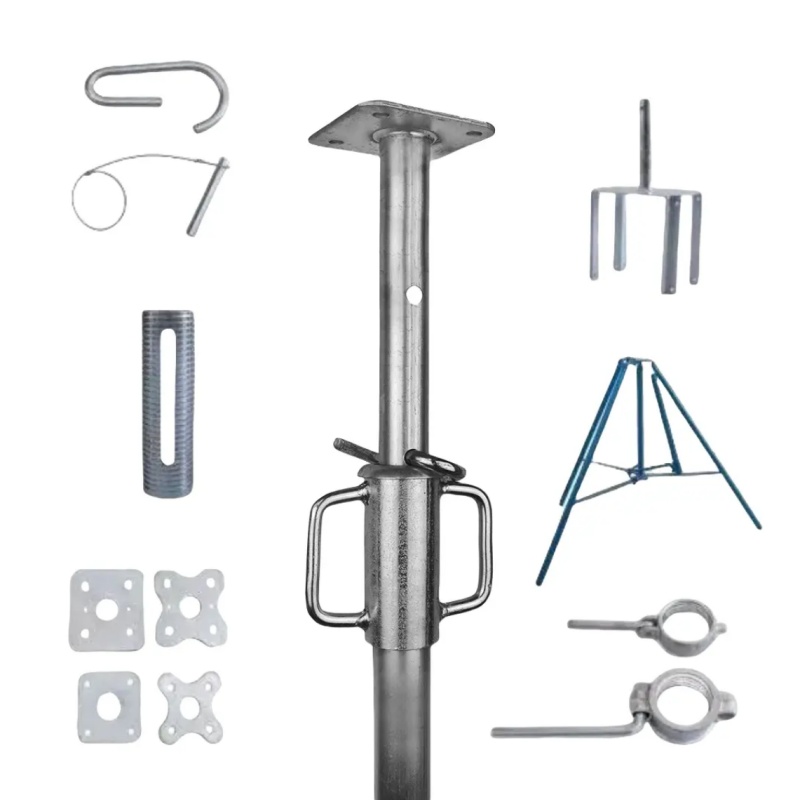 Hot Sale Wholesale Adjustable Galvanized Steel Pipe Prop Base Jack with Screw Nut Construction Jack