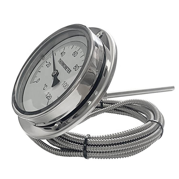 China Remote Reading Capillary Thermometer Lower Back Mounted With Front Flange Factories, Factory