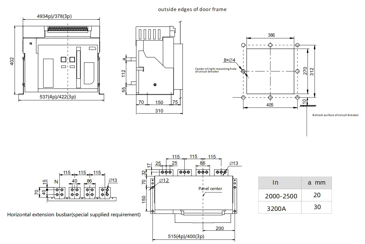 Draw-out Circuit Breaker Dimension