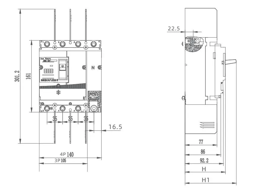 Holing size of mounting plate for front panel wiring