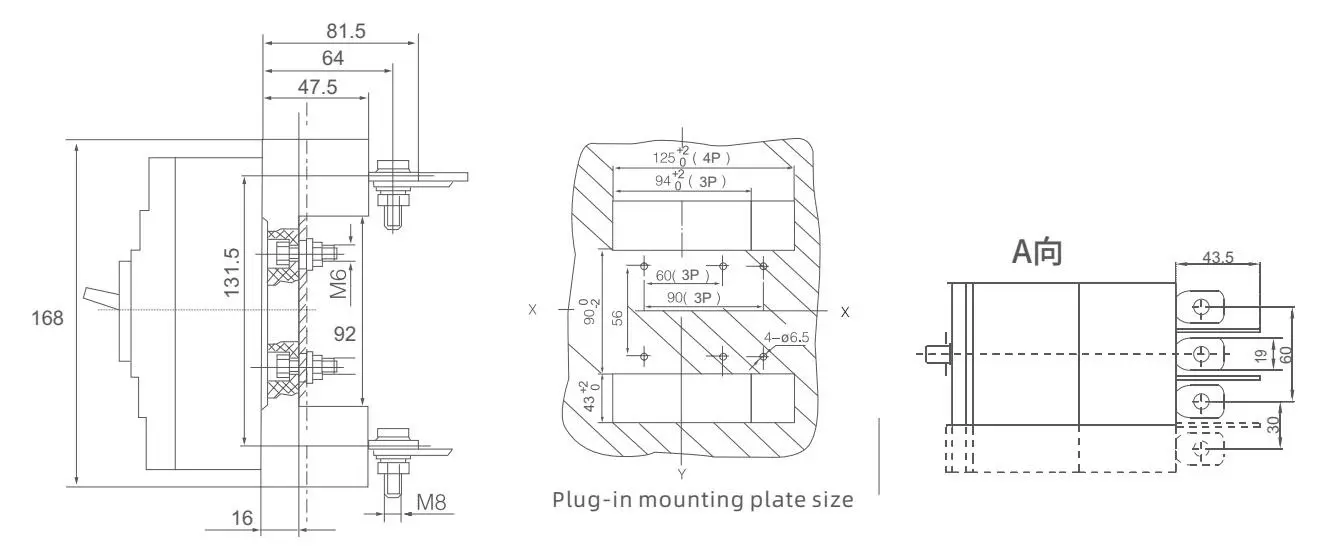Plug-in rear panel wiring dimensions