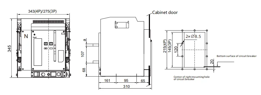 ARW1-1000 draw-out circuit breaker dimensions visual 1