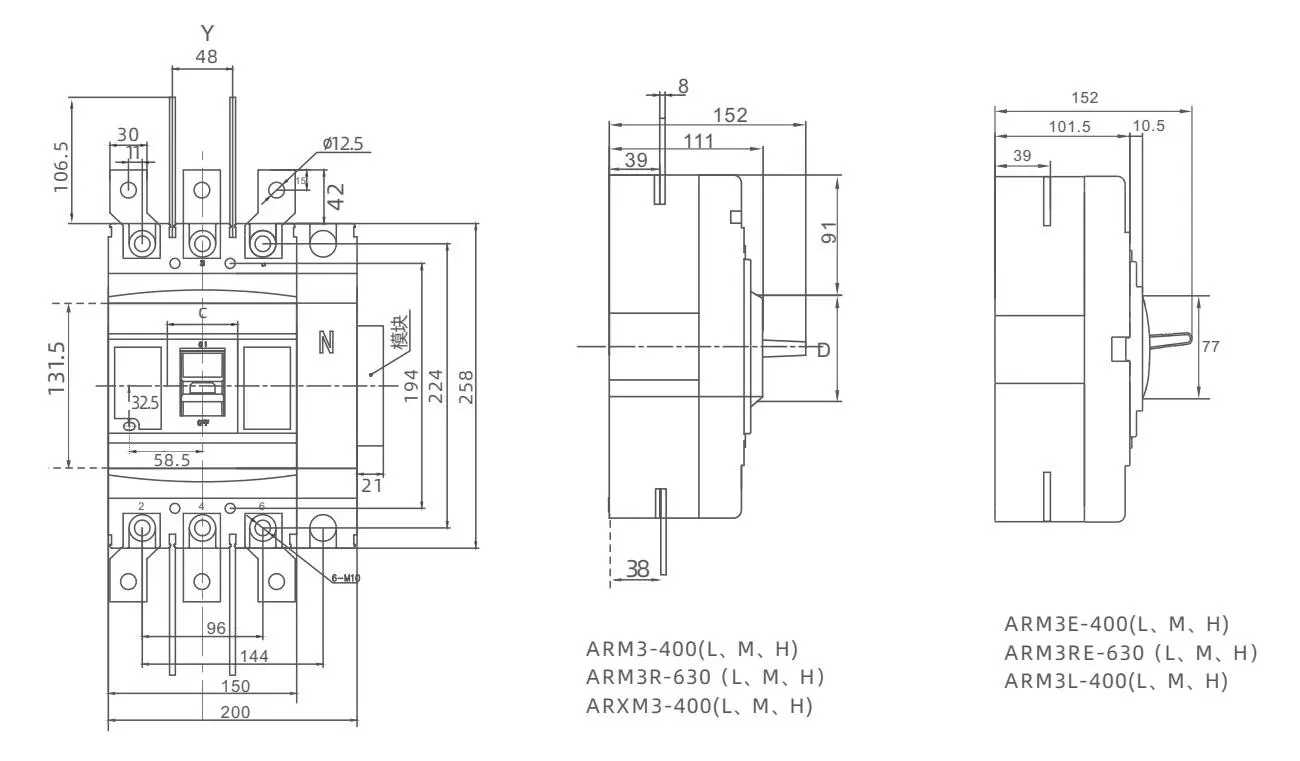 Circuit breaker 400 installation diagram front panel