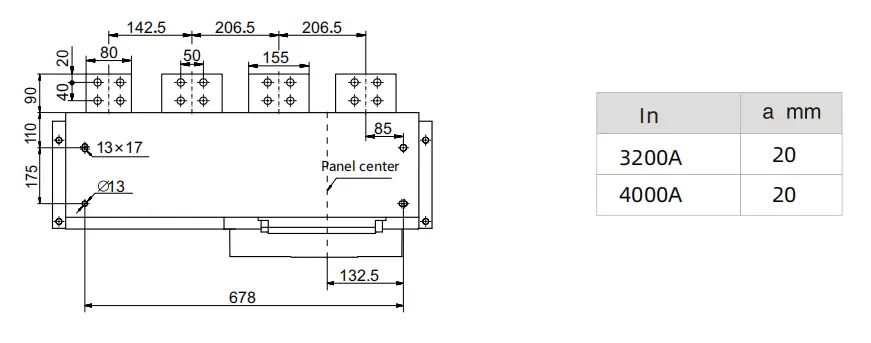 ARW1-4000 draw-out circuit breaker dimension diagram 2