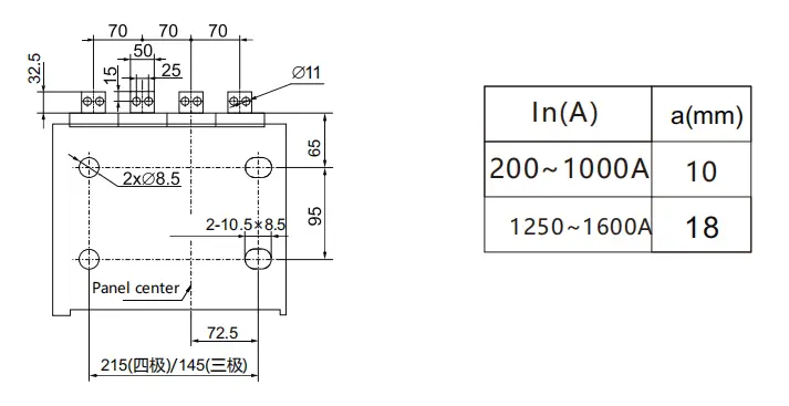 ARW1-1000 draw-out circuit breaker dimensions visual 2