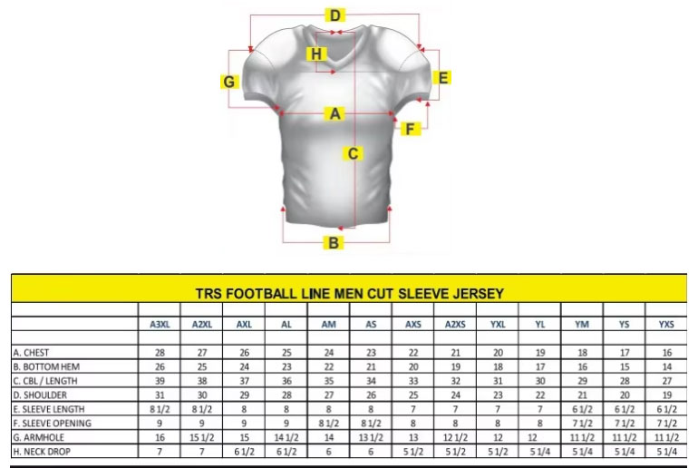Custom Teamwear Sizing