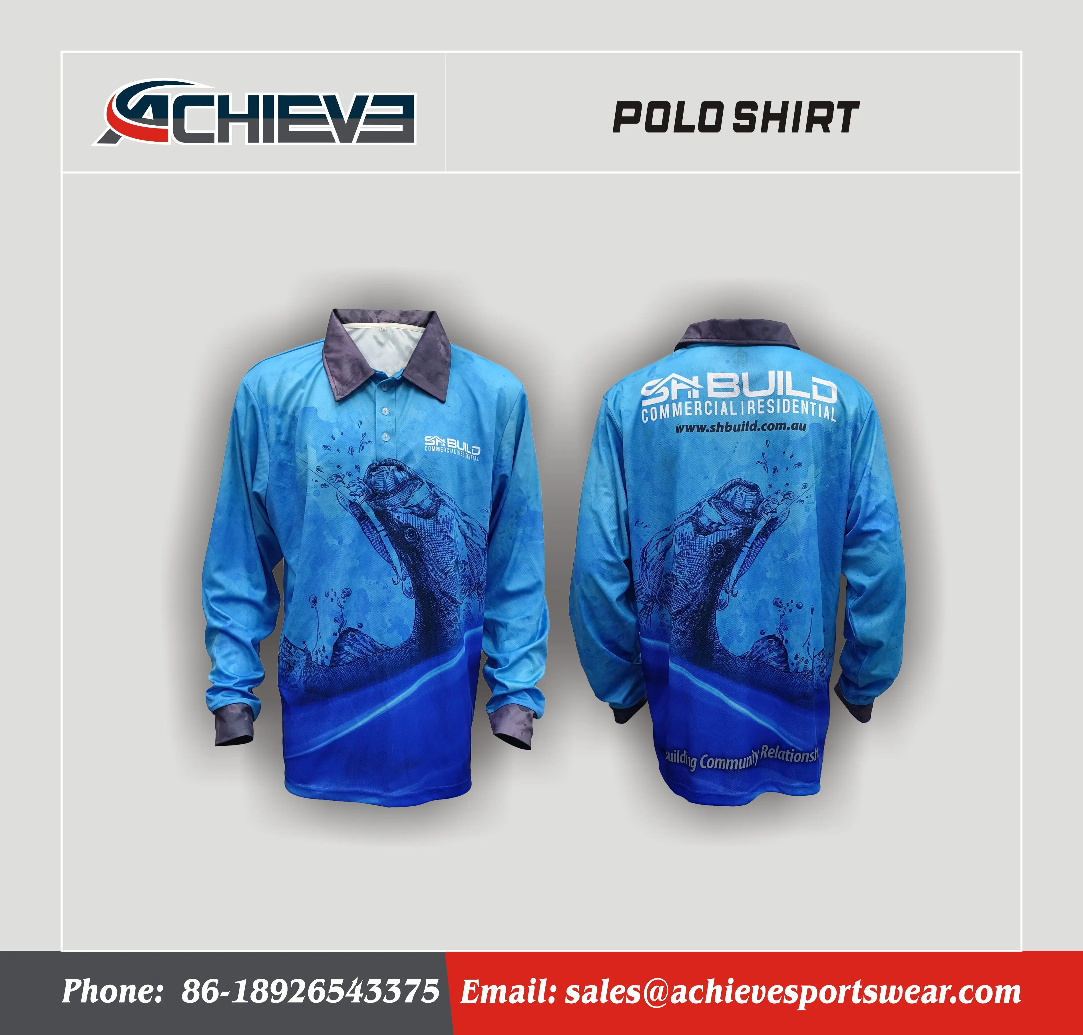 OEM Ocean Series Sublimated Long Sleeve Polo Shirt – Custom Fishing & Workwear Supplier, Product
