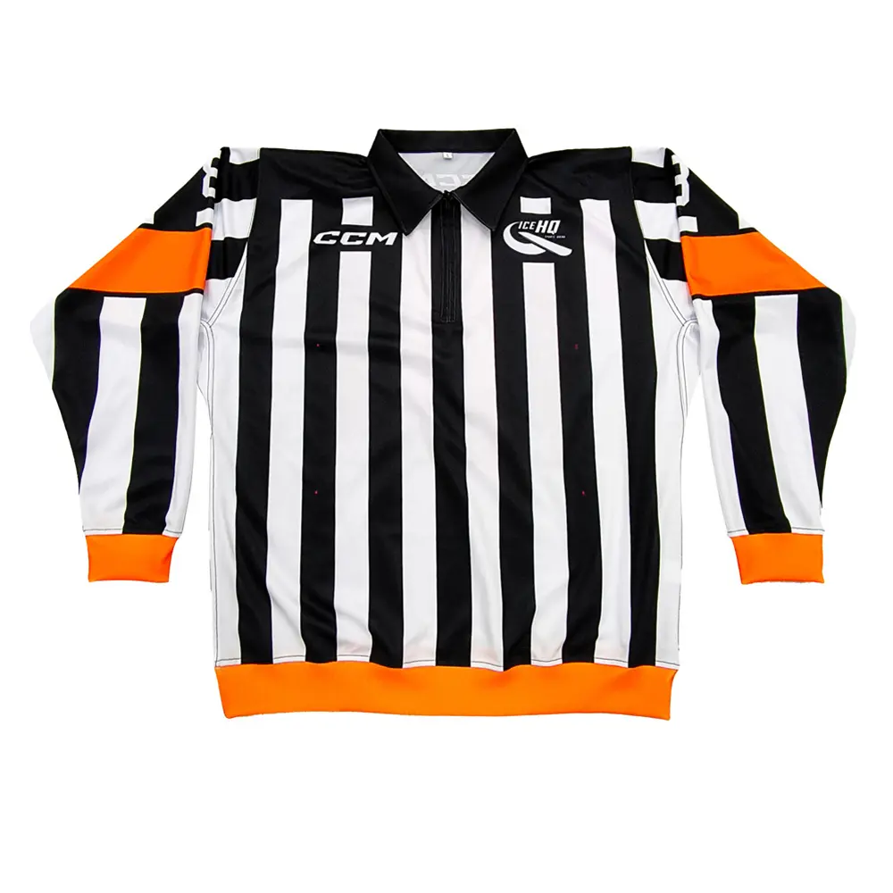 Wholesale Black-White Striped High-Visibility Quarter-Zip Polo Shirt with Orange Trim Supplier, Products