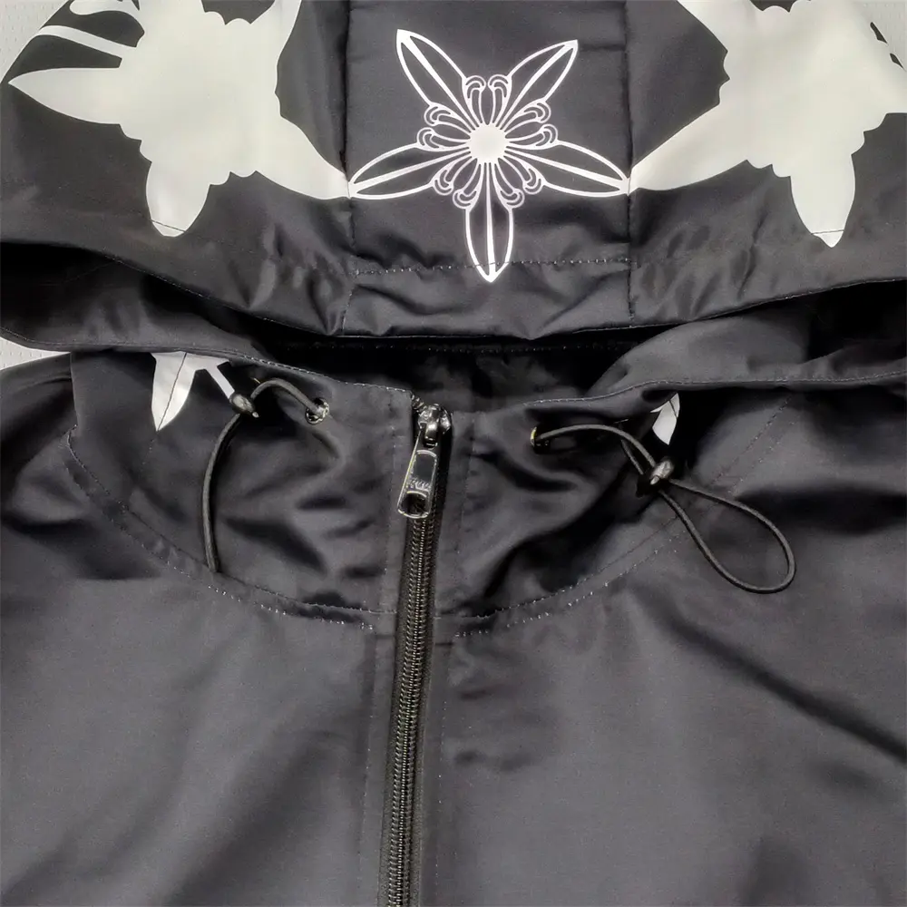 Custom Black Hooded Jacket with Star Sleeve Graphics Manufacturer, Factories