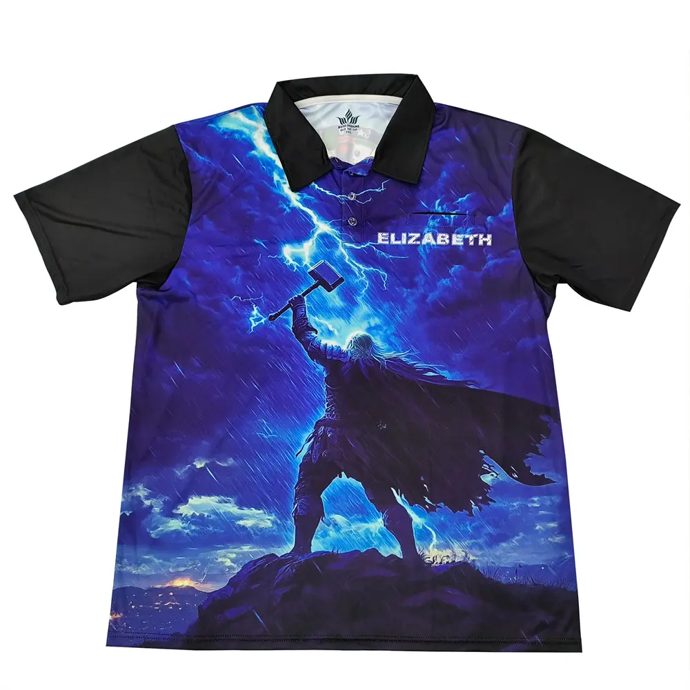 Custom Viking Themed Sublimation Print Polo Shirt - Breathable Polyester Team Uniform Personalized Logo/Name Short-Sleeve Top
