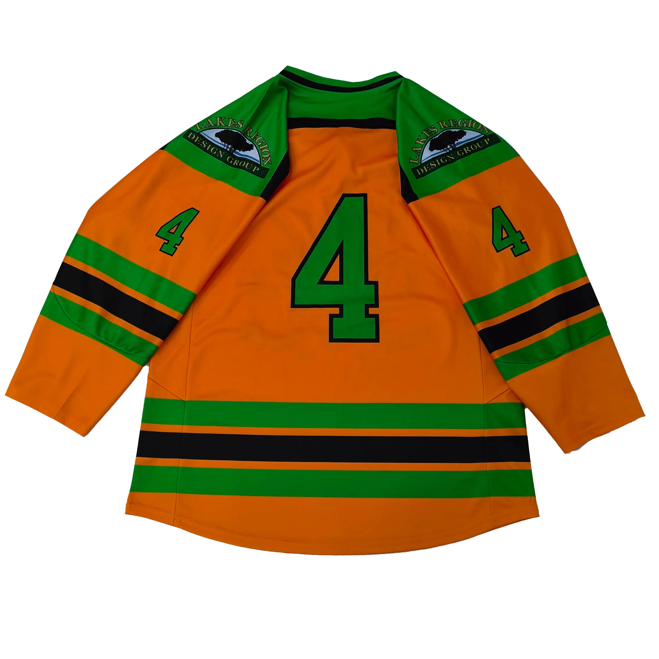 Custom Customization Hockey Jersey Heat Treasfer Printing Orange and Lace Neck Hockey Uniform Supplier, Factories