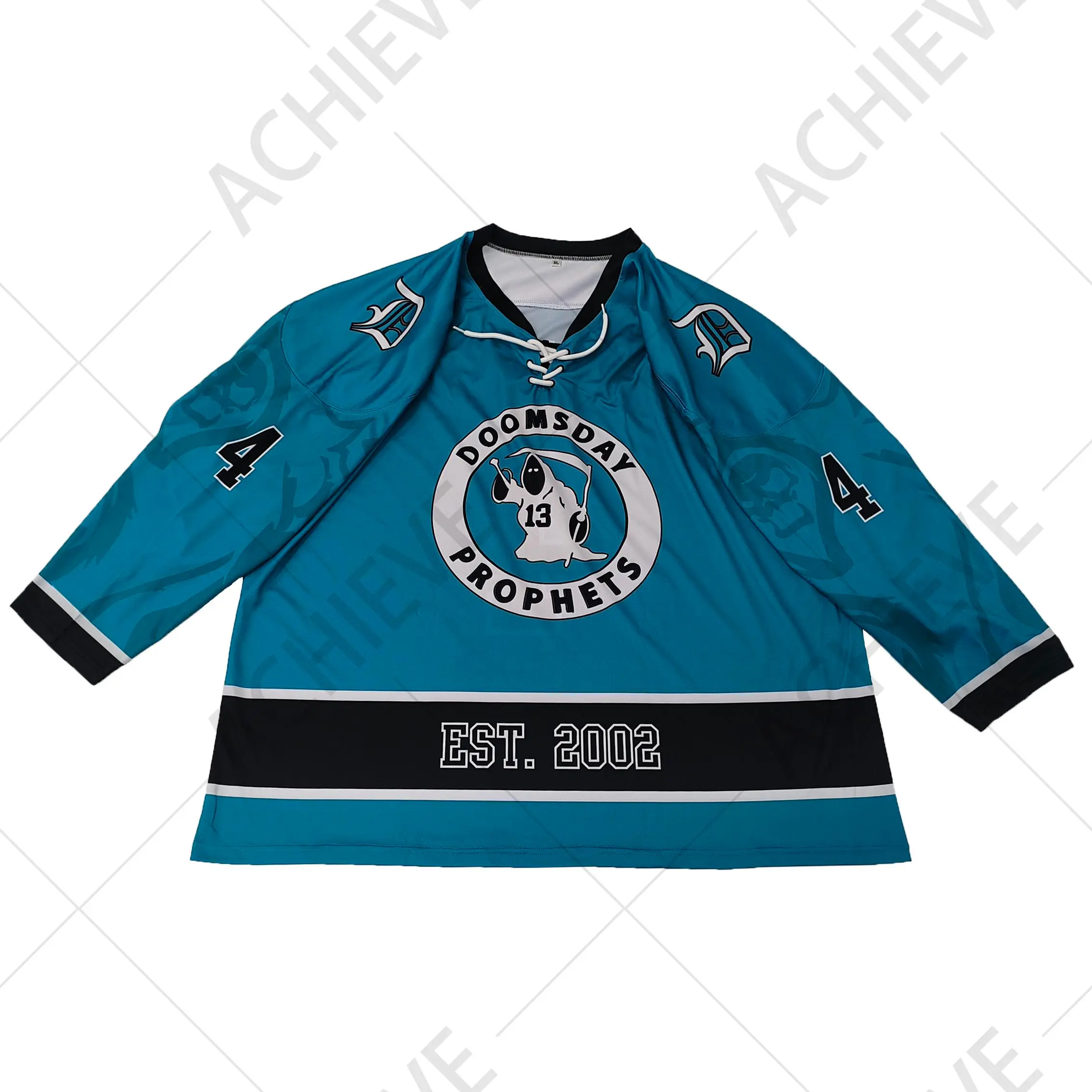Custom Teal Color Ice Hockey Jersey Lace Neck Full Sublimation Printing Jerseys