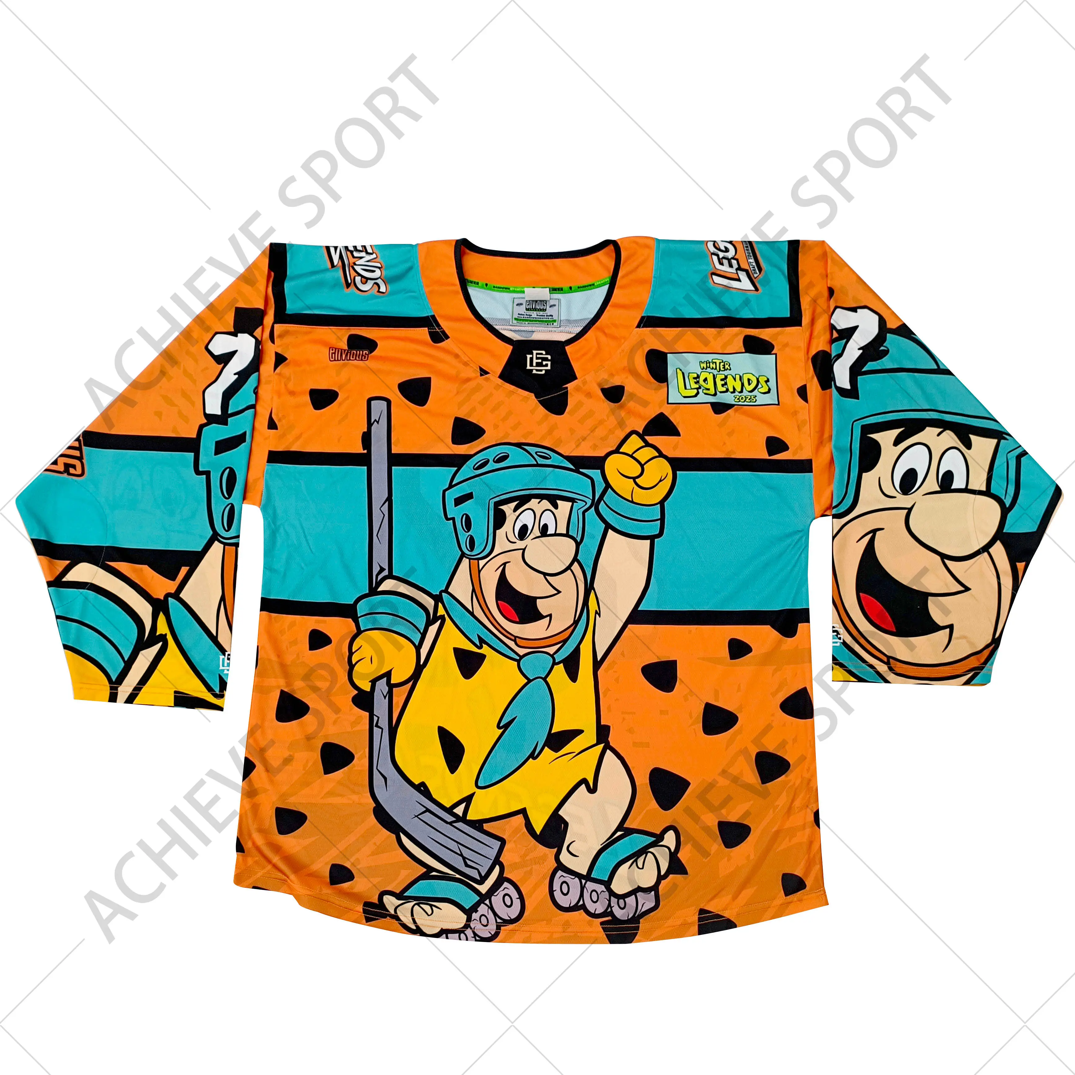 Custom Adult and Youth Ice Hockey Jerseys-Full Sublimation Printing Customizable FRED Unique Design Orange Lightweight Breathable Hockey Jersey