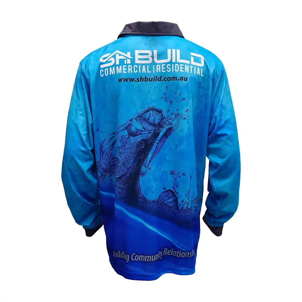 Custom Long Sleeve Fishing Polo – UPF50+ Sun Protection, Quick Dry Sublimation Shirt, OEM Team Fishing Jerseys