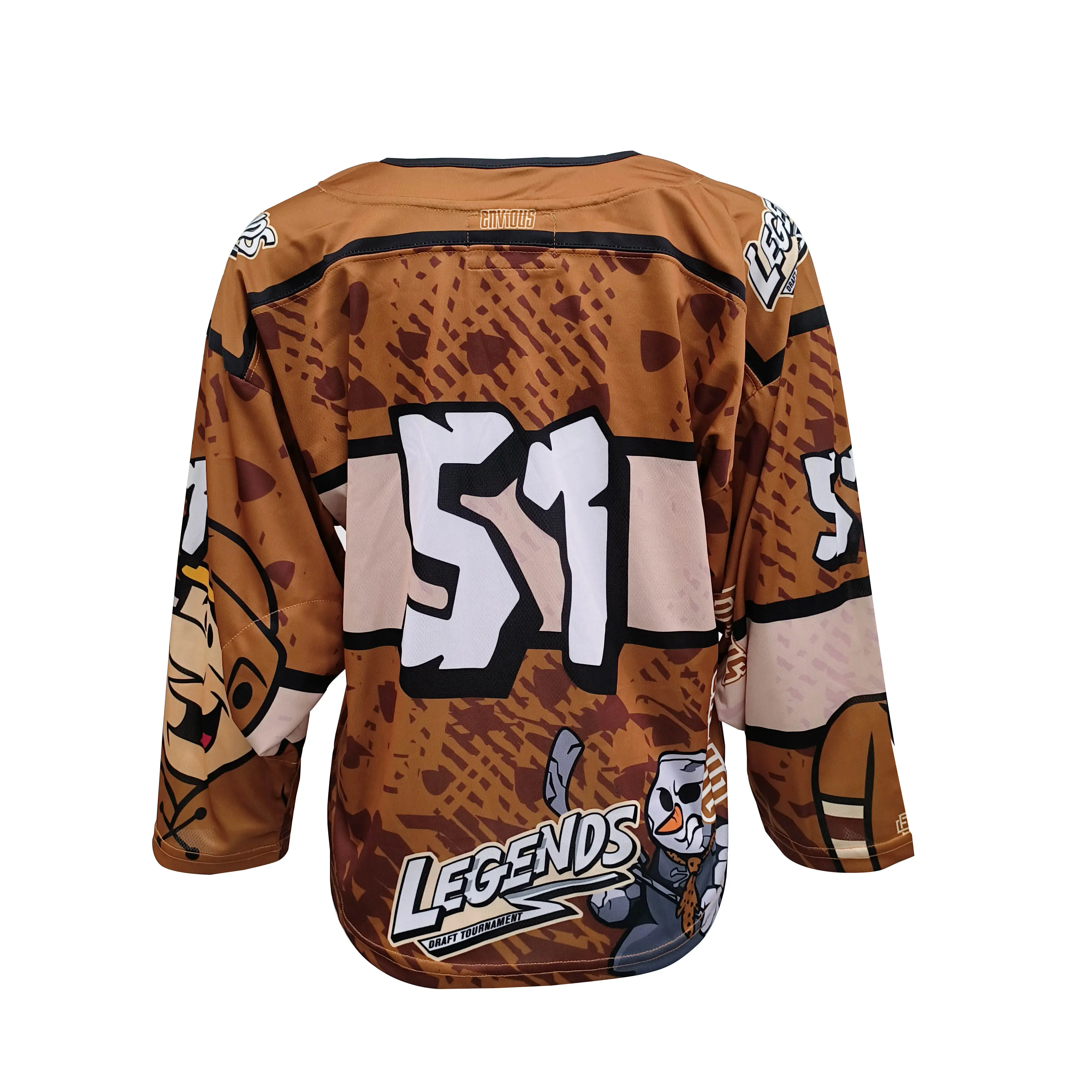 Custom Series Adult and Youth Ice Hockey Jerseys-Full Sublimation Printing Customizable BARNEY Unique Design Brown Lightweight Breathable Hockey Jersey