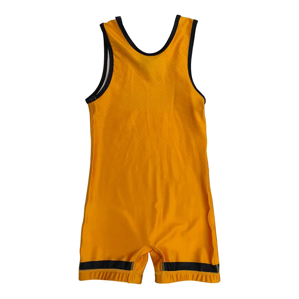 ODM Bright Yellow Custom Wrestling Singlet With Black Trim Manufacturers, Factory
