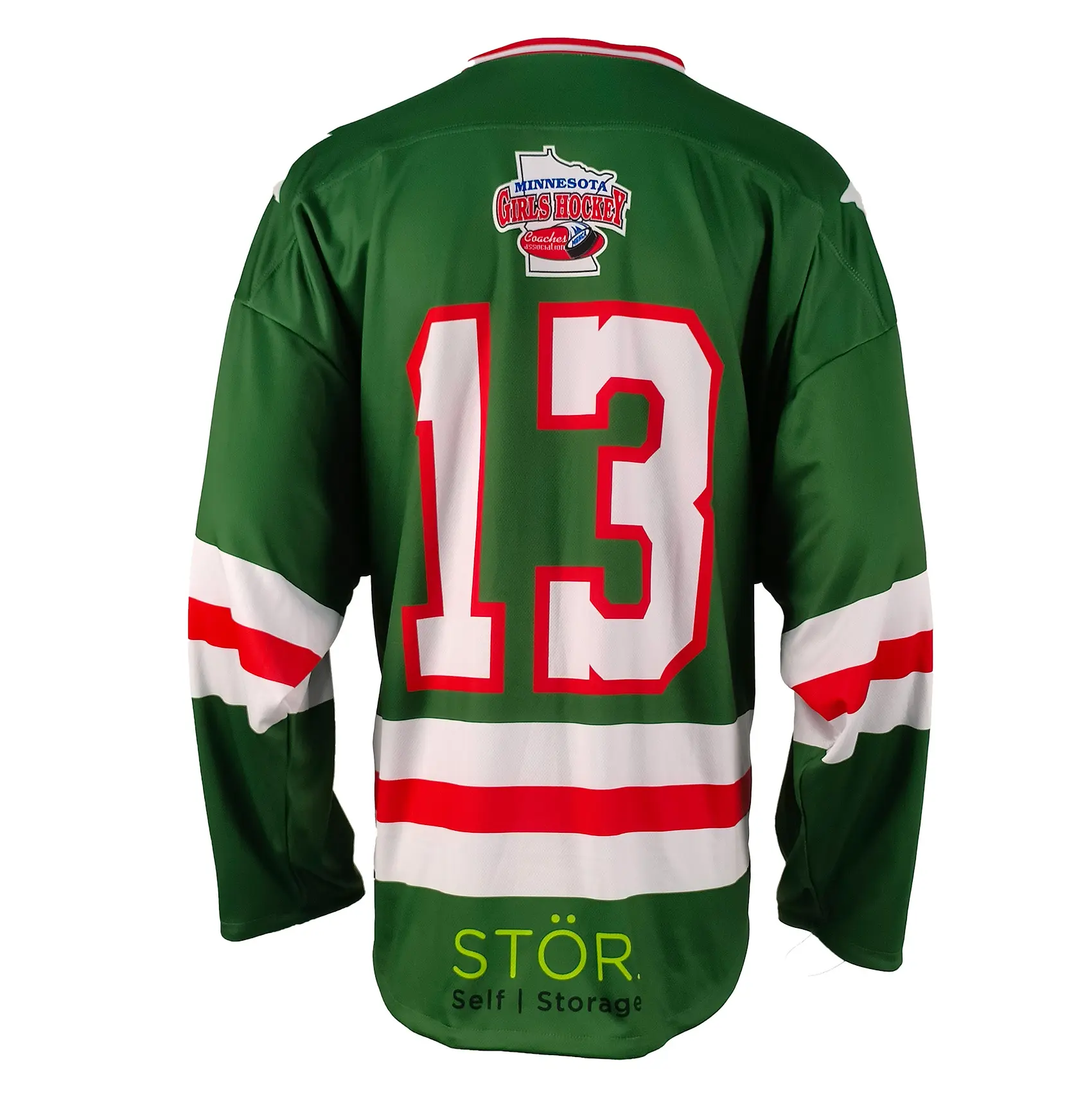 Custom Reversible Ice Hockey Jersey – Green & White Pro Stripe Team Uniform