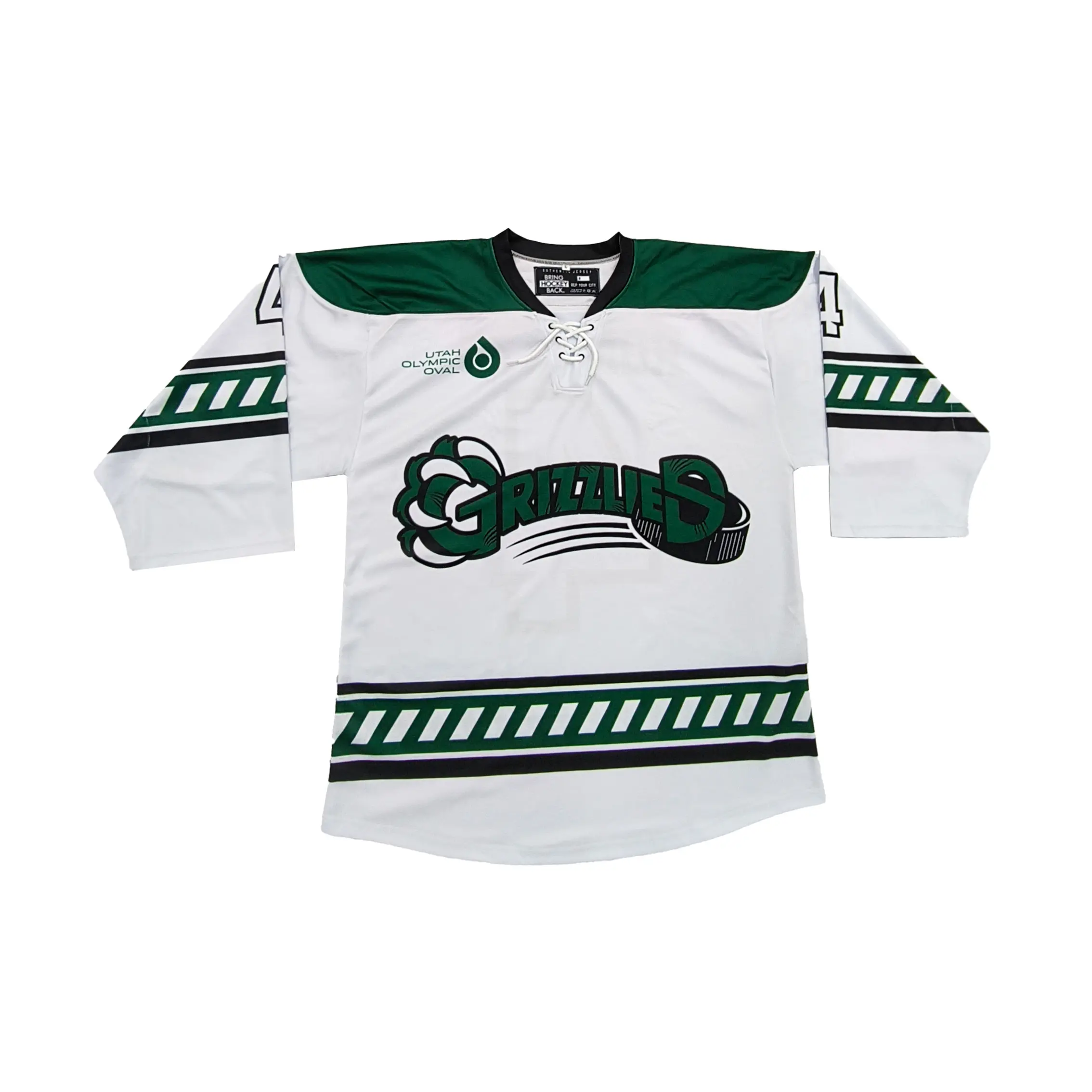 Custom Green Train Logo Ice Hockey Jersey Lace Neck Full Sublimation Printing Jerseys