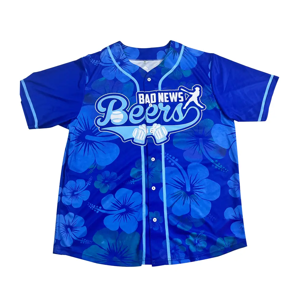 Custom Blue Floral BAD NEWS BEERS Jersey