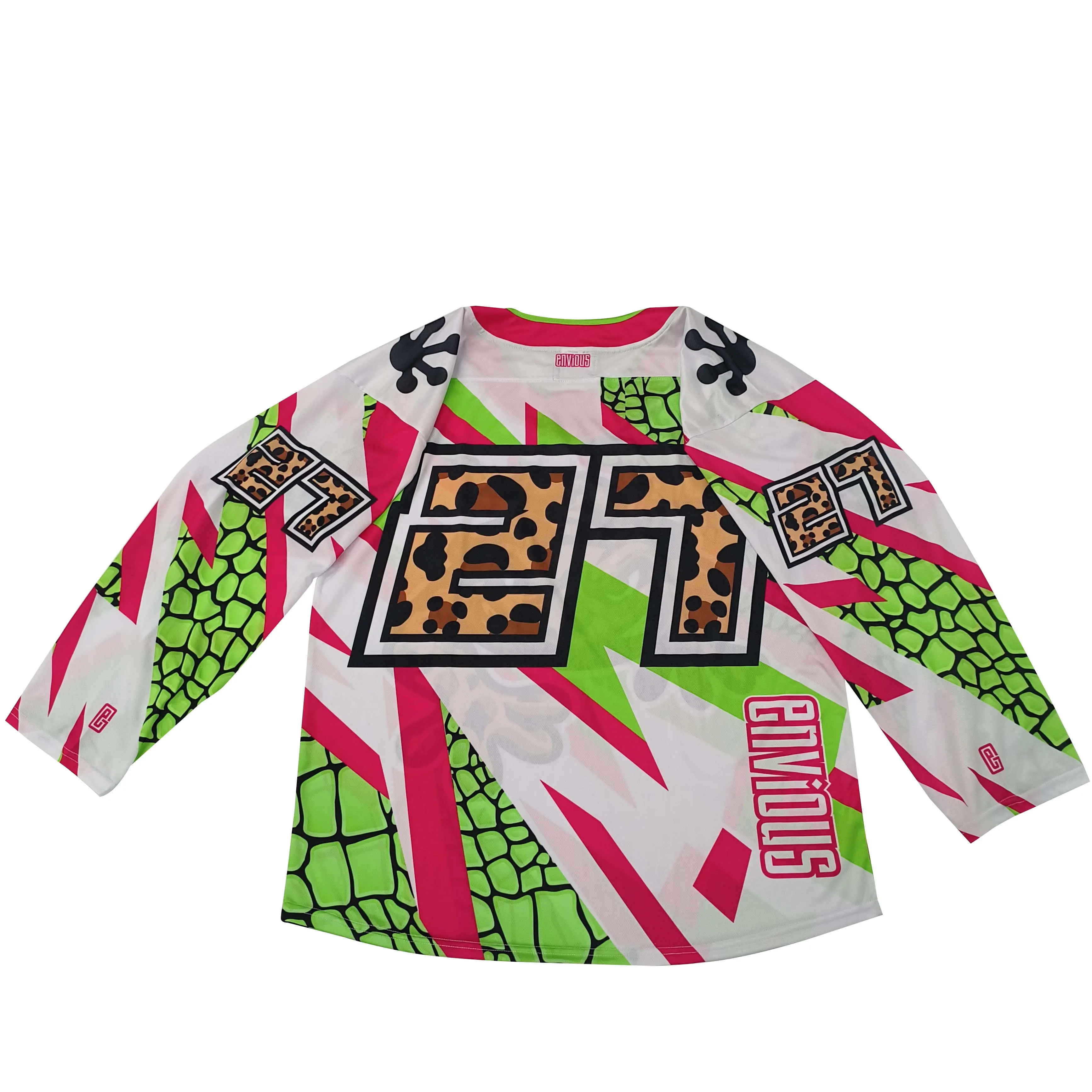 High-Quality Men's Graphic Sports Jersey, Bold Green & Pink Long Sleeve Shirt, Turtle Design, Casual Athletic Wear Manufacturers, Factory