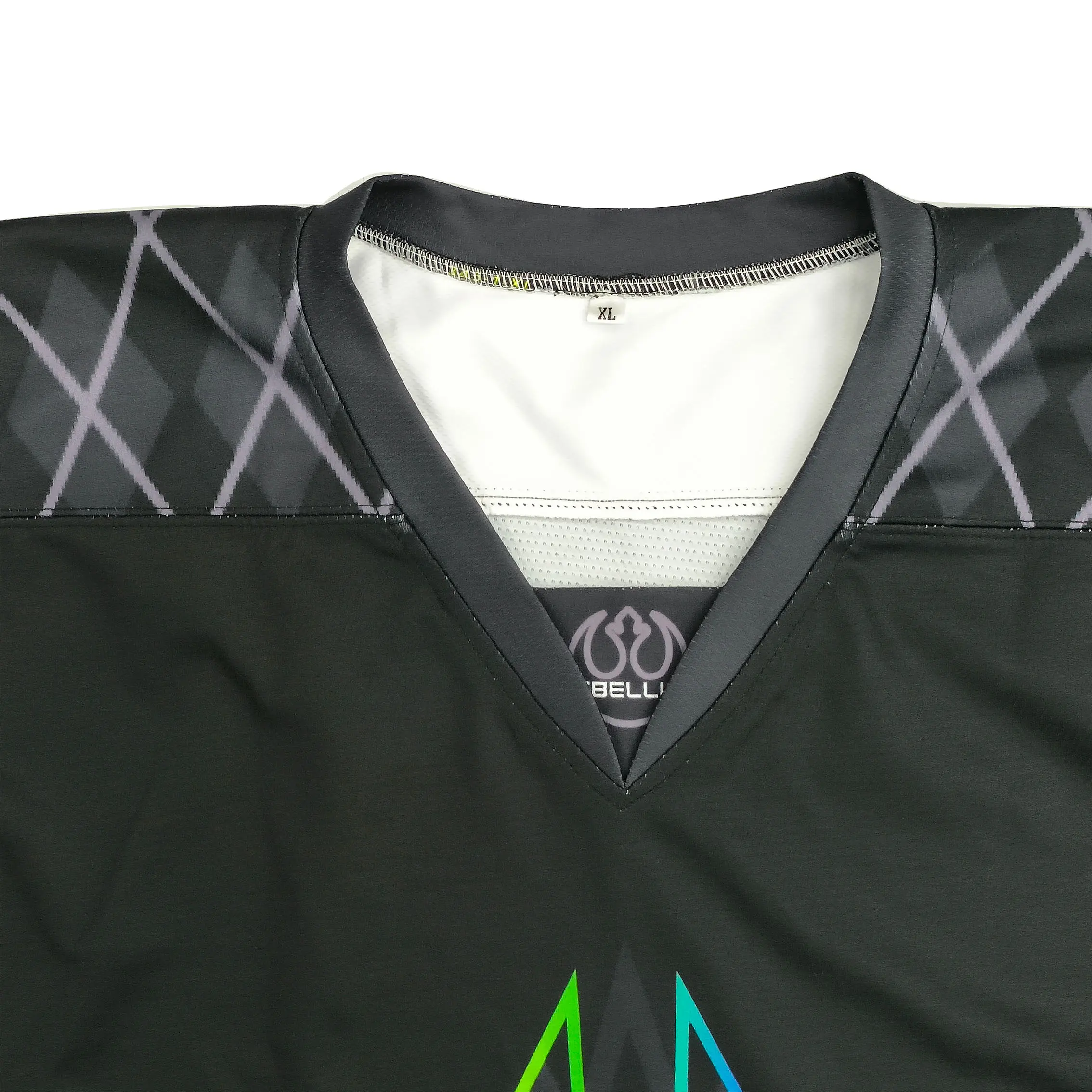 Custom V-Neck Fluorescent Full Sublimation Heat Printing Ice Hockey Jerseys