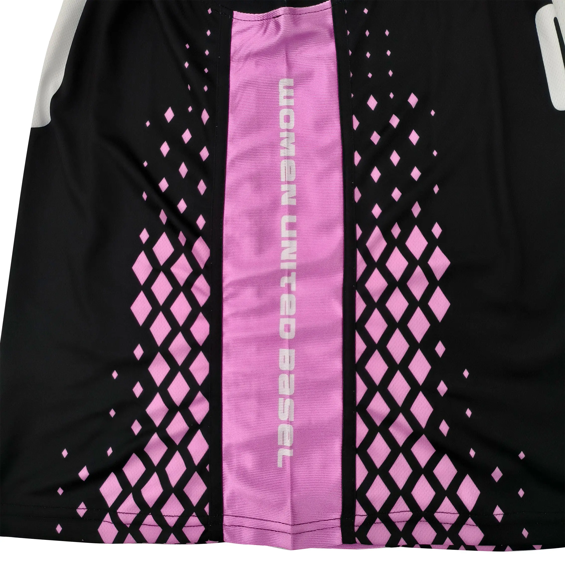 Custom Breathable Basketball Jersey Custom Team Logo Black and Pink Contrasting Color Design Basketball Top Supplier, Suppliers