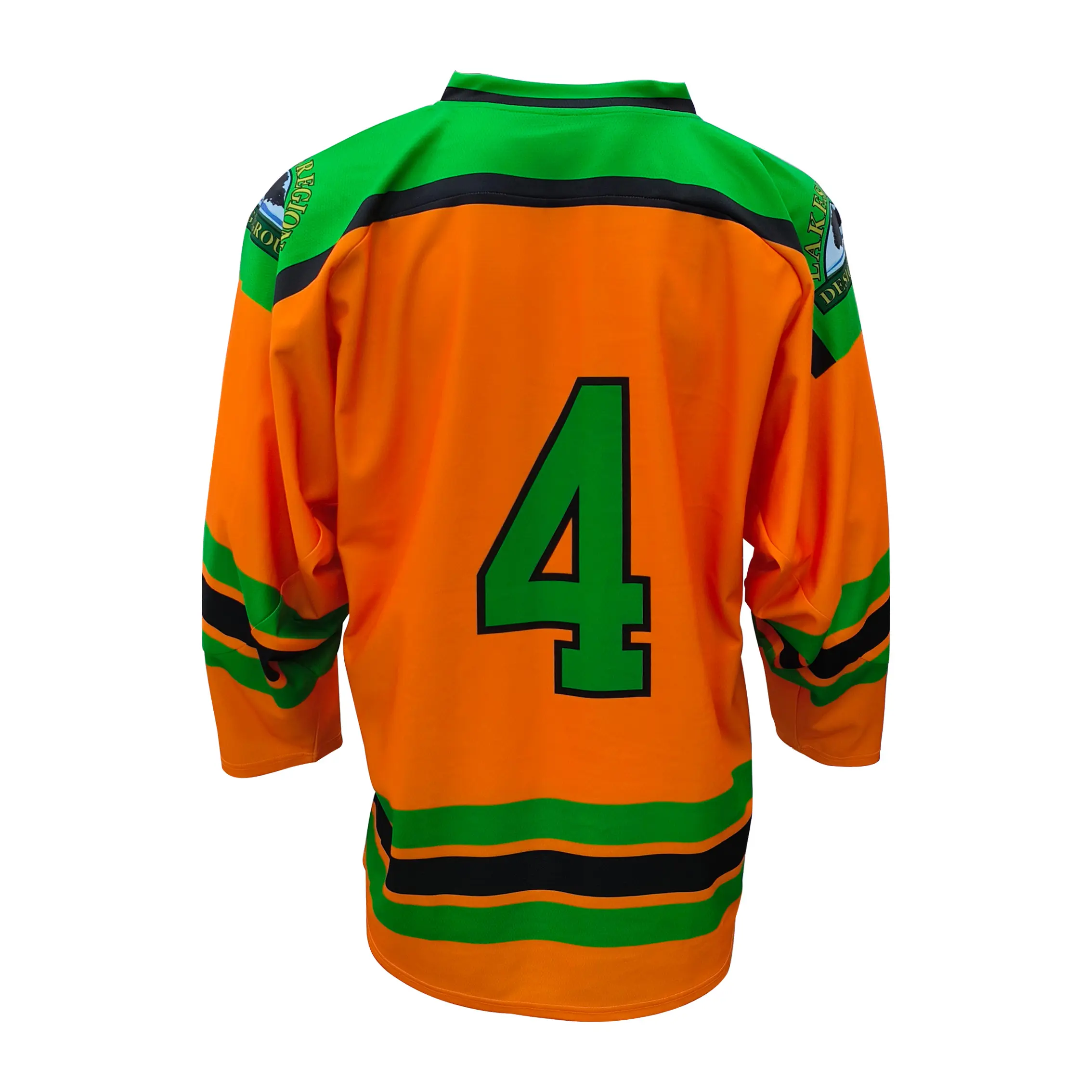 Custom Customization Hockey Jersey Heat Treasfer Printing Orange and Lace Neck Hockey Uniform Supplier, Factories