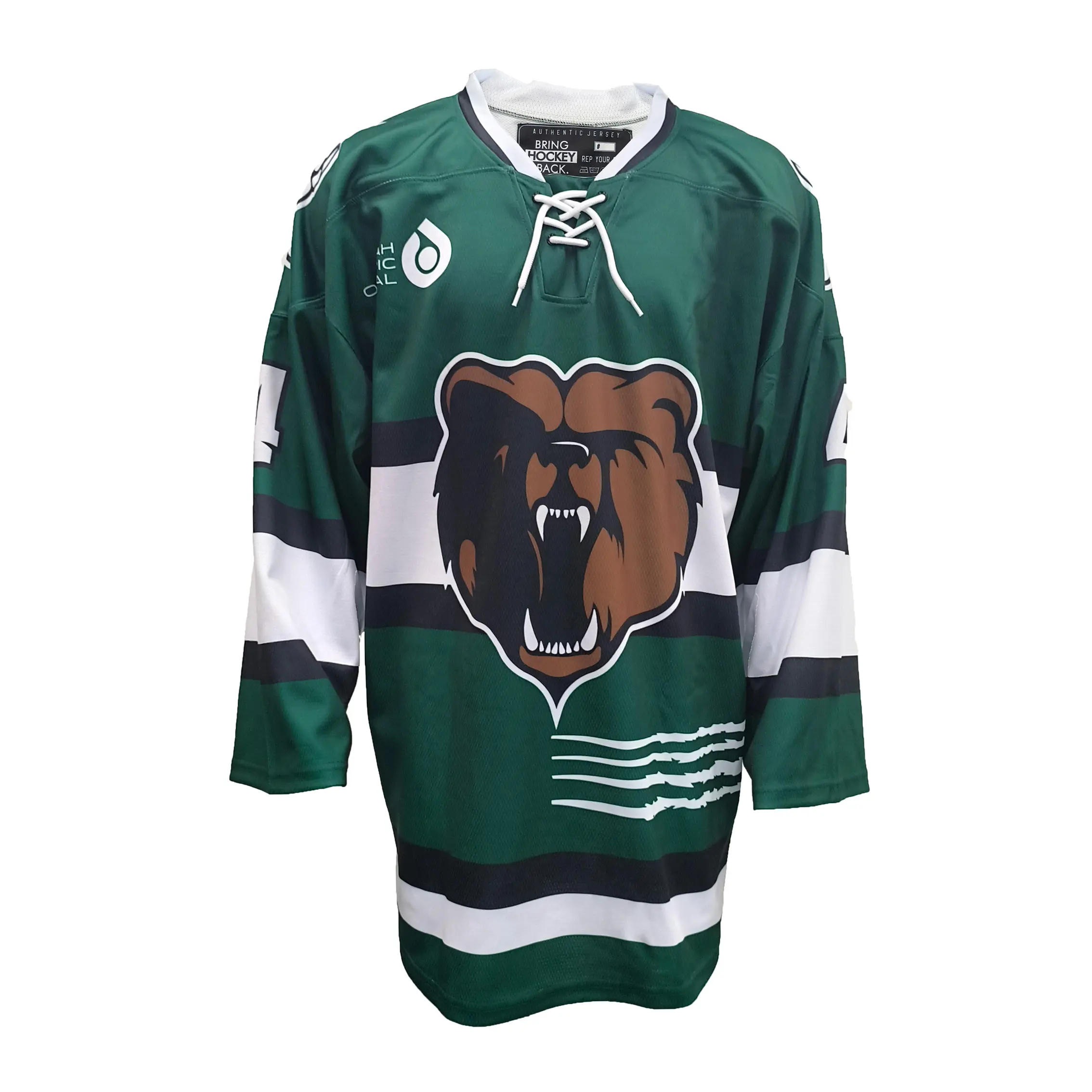 Wholesale Heat Transfer Printing Bear Hockey Jerseys Custom Green Ice Hockey Jersey Lace Neck Manufacturers, Suppliers