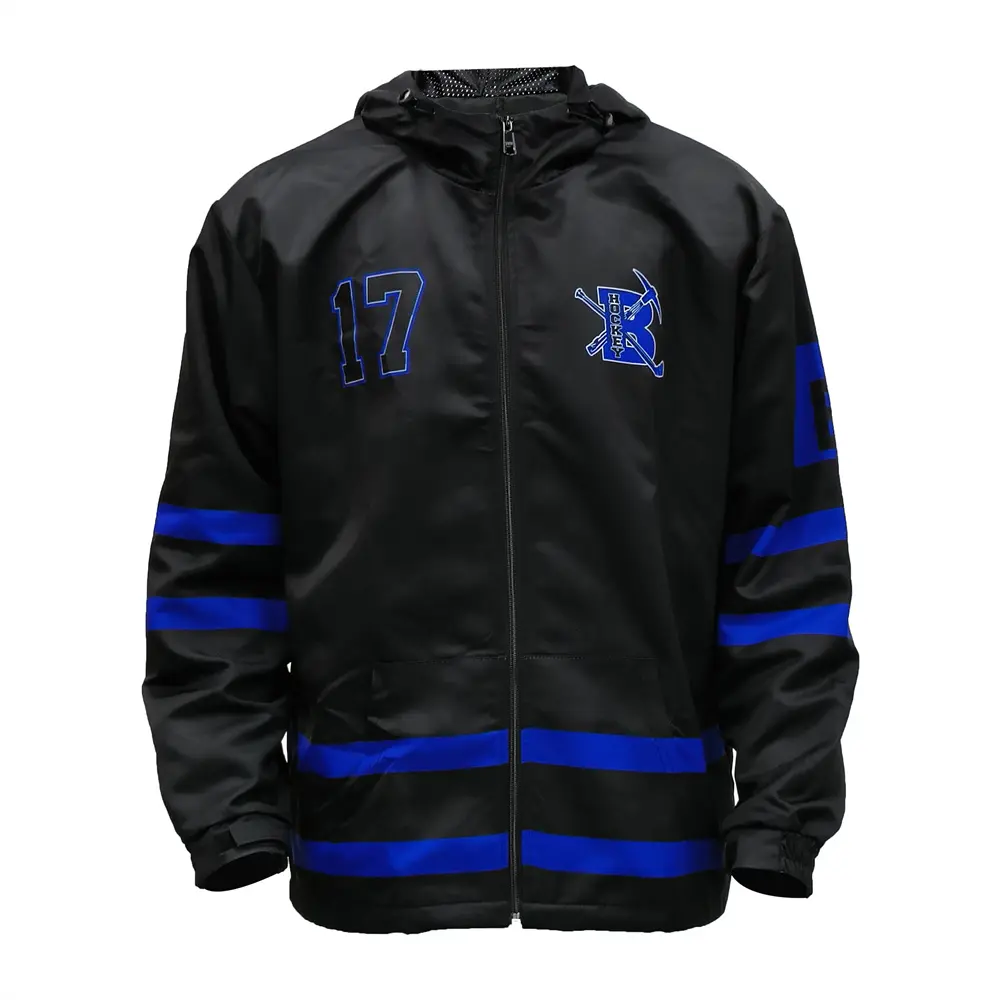 Wholesale Black-Blue Waterproof Full-Zip Outdoor Jacket Product, Products