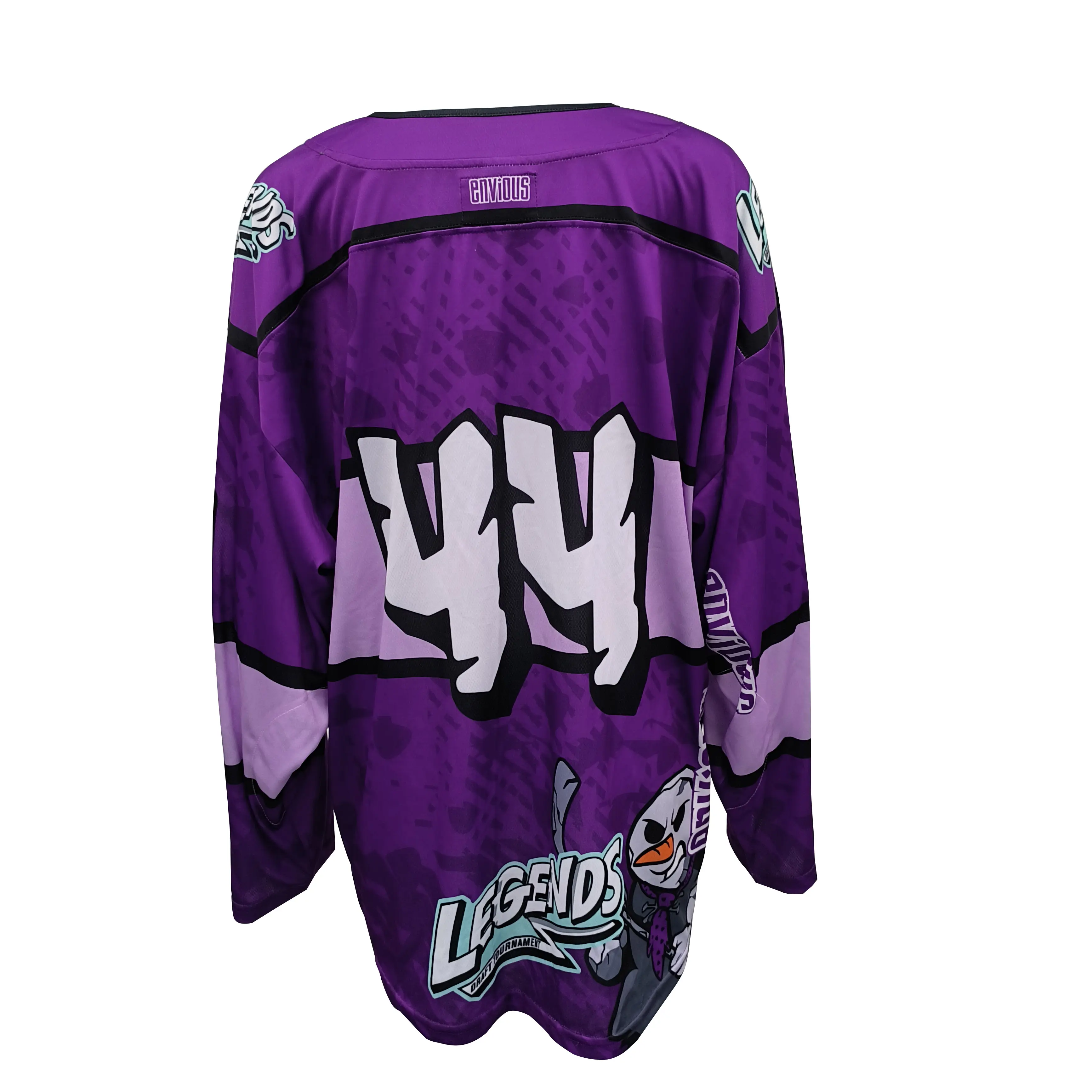 Custom Series Adult and Youth Ice Hockey Jerseys-Full Sublimation Printing Customizable DINO Unique Design Purple Lightweight Breathable Hockey Jersey