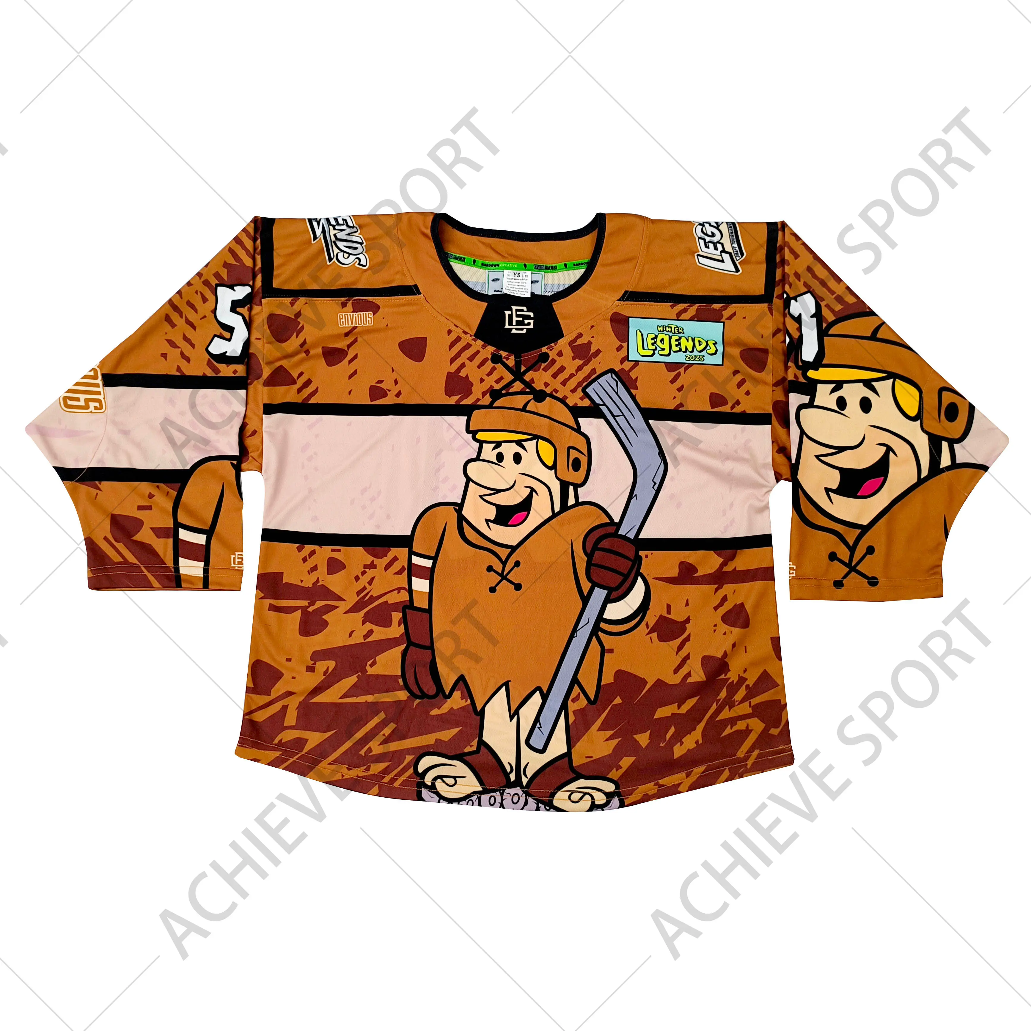 Custom Series Adult and Youth Ice Hockey Jerseys-Full Sublimation Printing Customizable BARNEY Unique Design Brown Lightweight Breathable Hockey Jersey