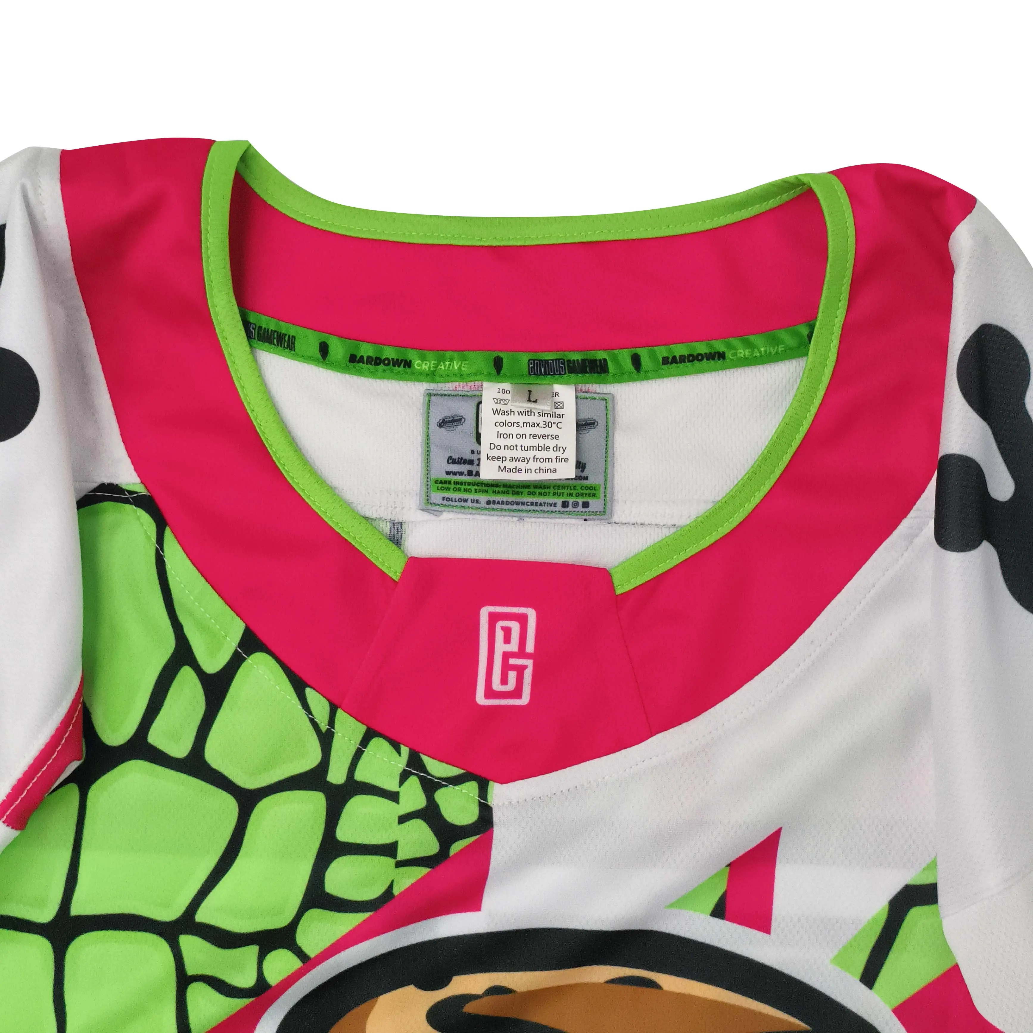 High-Quality Men's Graphic Sports Jersey, Bold Green & Pink Long Sleeve Shirt, Turtle Design, Casual Athletic Wear Manufacturers, Factory