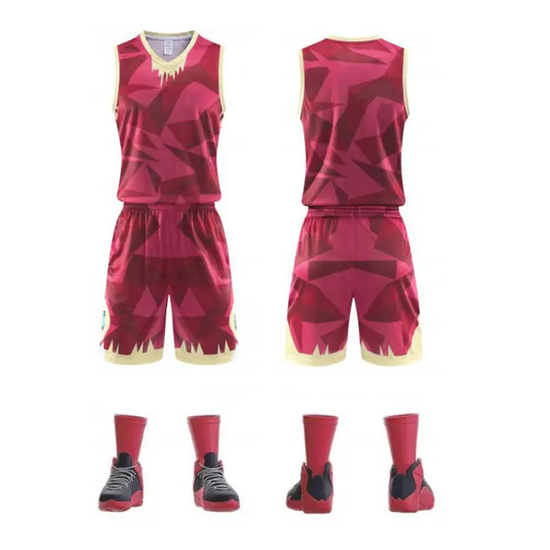 OEM Red-Pink Flame Pattern Basketball Jersey Set Suppliers, Product