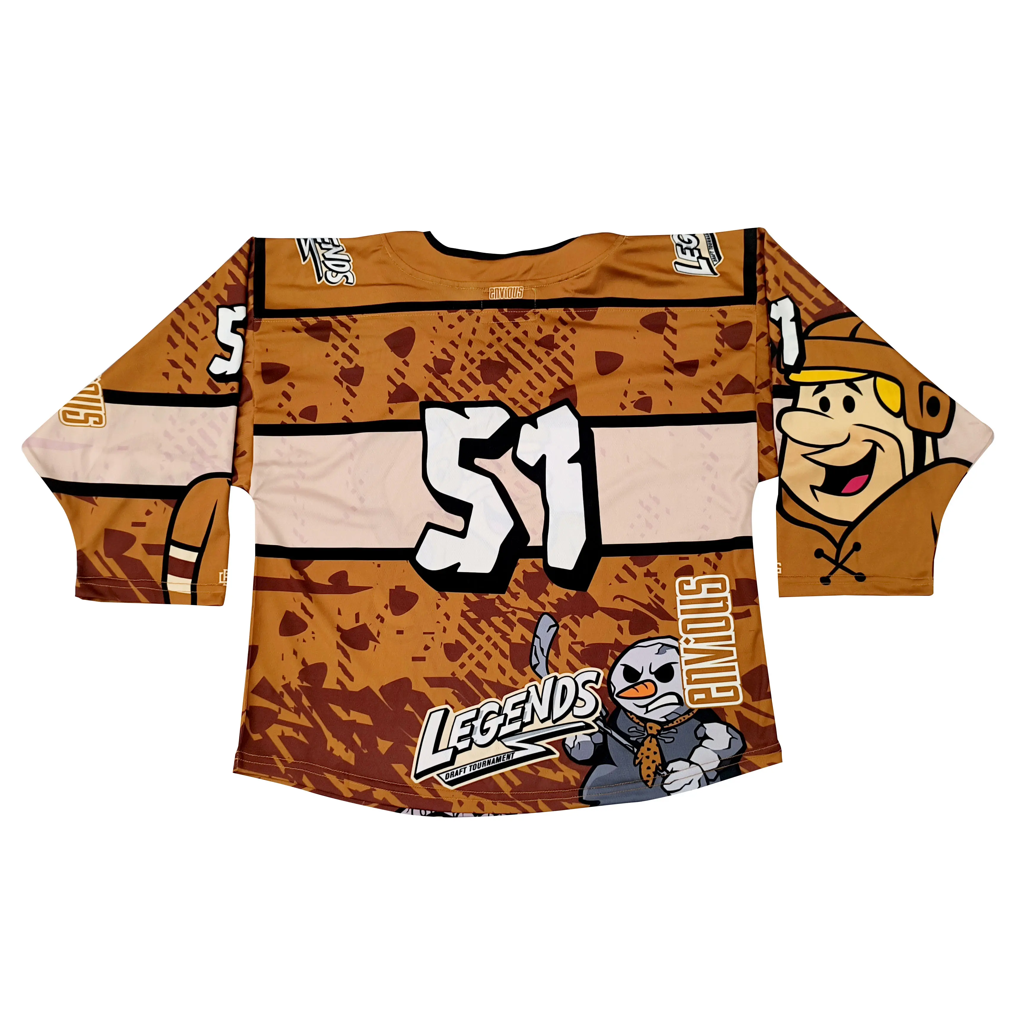 Custom Series Adult and Youth Ice Hockey Jerseys-Full Sublimation Printing Customizable BARNEY Unique Design Brown Lightweight Breathable Hockey Jersey